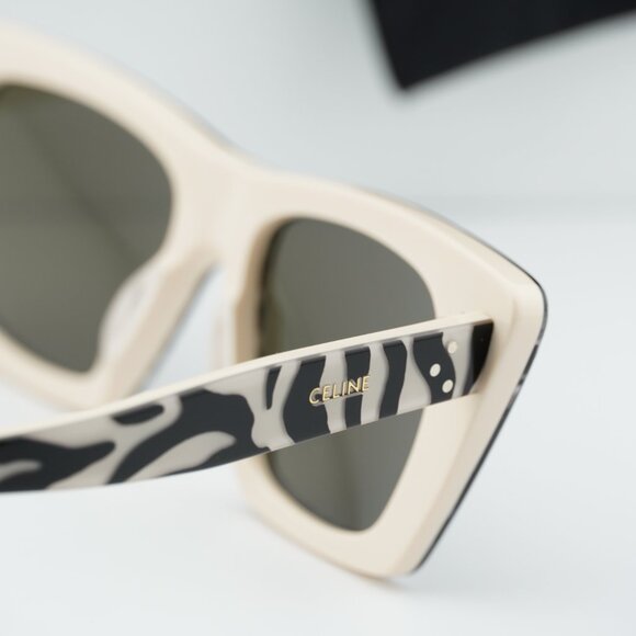 Celine CL40187I 99E Cat Eye Sunglasses - White and Black Animal/Grey main image 7